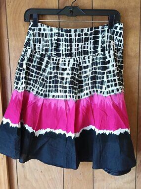 Tracy Evans Women's Size 5 Cotton Smocked Waist A-Line Skirt Side Zip